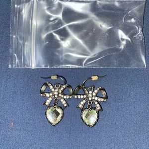 Betsey Johnson Black bow earrings